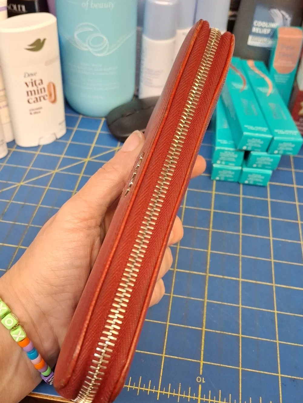Prada Red Zip-Around 8x4 Leather Wallet Pre-Loved